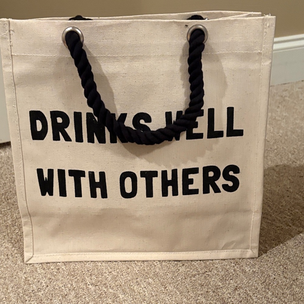 Canvas Tote Bag with Black Rope Handles